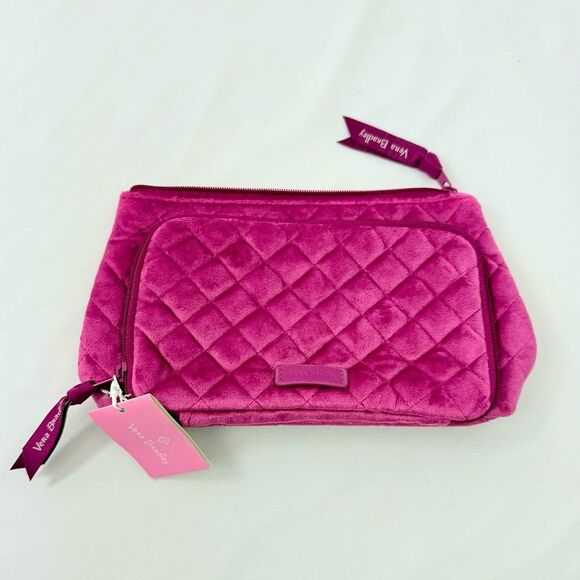 Vera Bradley Majestic Magenta Quilted Velvet Compact Organizer Makeup Bag NEW - Picture 5 of 13